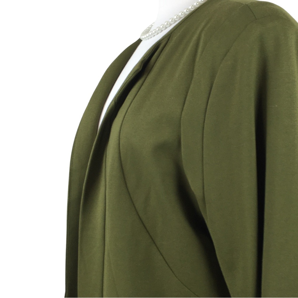 Versona Army Green Open Collarless Ponte Waist Length Blazer size XX-Large - Picture 7 of 14